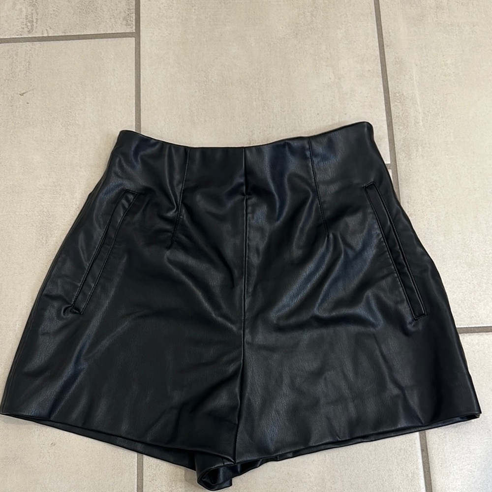 Black Leather Women's Shorts